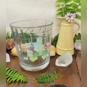 Pink/Green/Yellow Fairy Bloom Earrings - Stainless Steel